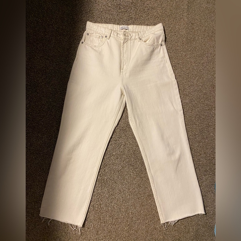 Zara Button fly High waisted straight leg jean